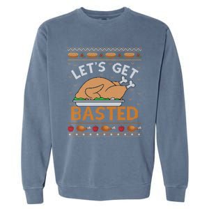 Ugly Thanksgiving Sweater Funny Basted Turkey Gift Garment-Dyed Sweatshirt