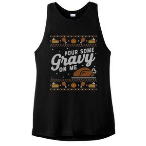 Ugly Thanksgiving Sweater Funny Pour Gravy on Me Sweatshirt Ladies PosiCharge Tri-Blend Wicking Tank