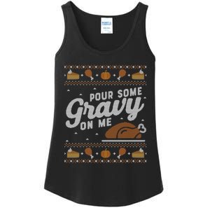 Ugly Thanksgiving Sweater Funny Pour Gravy on Me Sweatshirt Ladies Essential Tank