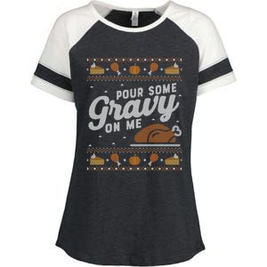 Ugly Thanksgiving Sweater Funny Pour Gravy on Me Sweatshirt Enza Ladies Jersey Colorblock Tee