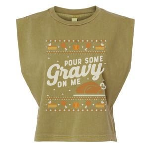 Ugly Thanksgiving Sweater Funny Pour Gravy on Me Sweatshirt Garment-Dyed Women's Muscle Tee