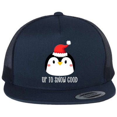 Up To Snow Good Penguin Face Santa Cute Penguin Christmas Cute Gift Flat Bill Trucker Hat