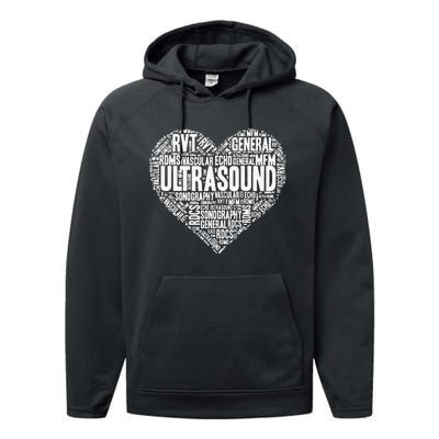 Ultrasound Tech Sonographer Radiology Sonography Heart 2 Performance Fleece Hoodie