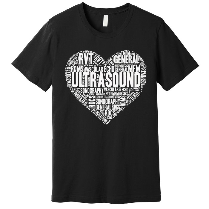 Ultrasound Tech Sonographer Radiology Sonography Heart 2 Premium T-Shirt