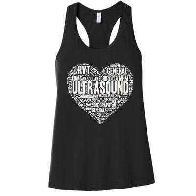 Ultrasound Tech Sonographer Radiology Sonography Heart 2 Women's Racerback Tank