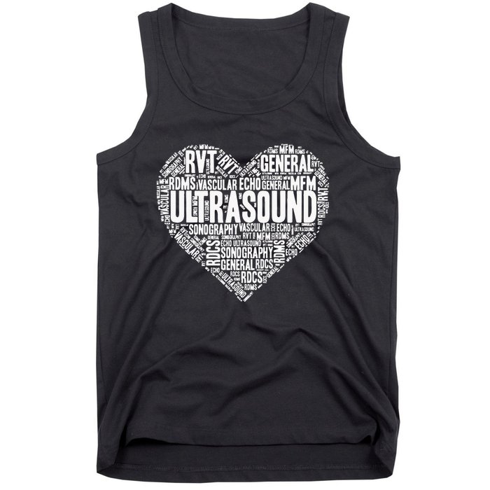 Ultrasound Tech Sonographer Radiology Sonography Heart 2 Tank Top