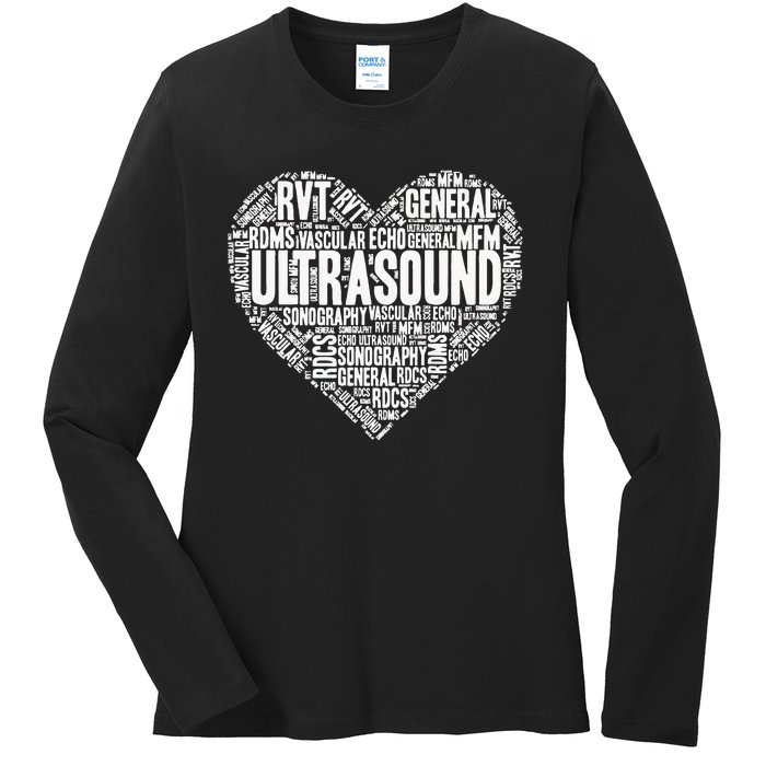 Ultrasound Tech Sonographer Radiology Sonography Heart 2 Ladies Long Sleeve Shirt