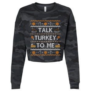 Ugly Thanksgiving Sweater Funny Talk Turkey To Me Cropped Pullover Crew