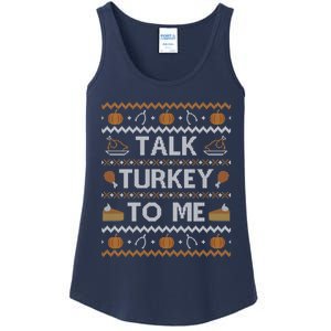 Ugly Thanksgiving Sweater Funny Talk Turkey To Me Ladies Essential Tank