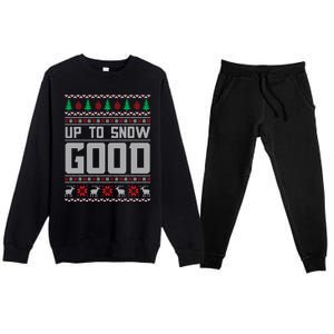 Up To Snow Good Ugly Christmas Funny Holiday Xmas Gift Premium Crewneck Sweatsuit Set