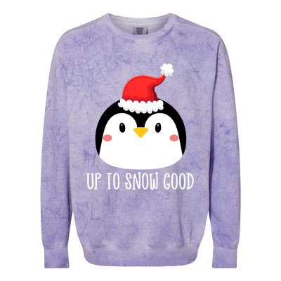 Up To Snow Good Penguin Face Santa Cute Penguin Christmas Cute Gift Colorblast Crewneck Sweatshirt