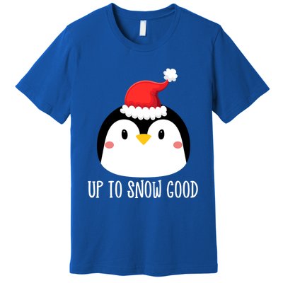 Up To Snow Good Penguin Face Santa Cute Penguin Christmas Cute Gift Premium T-Shirt