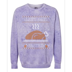 Ugly Thanksgiving Sweater Funny Lets Get Basted Sweatshirt Colorblast Crewneck Sweatshirt