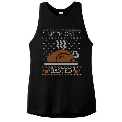 Ugly Thanksgiving Sweater Funny Lets Get Basted Sweatshirt Ladies PosiCharge Tri-Blend Wicking Tank