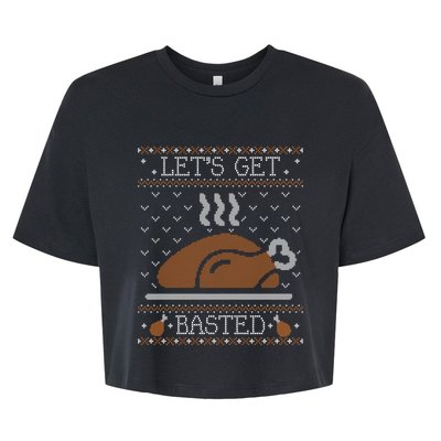 Ugly Thanksgiving Sweater Funny Lets Get Basted Sweatshirt Bella+Canvas Jersey Crop Tee