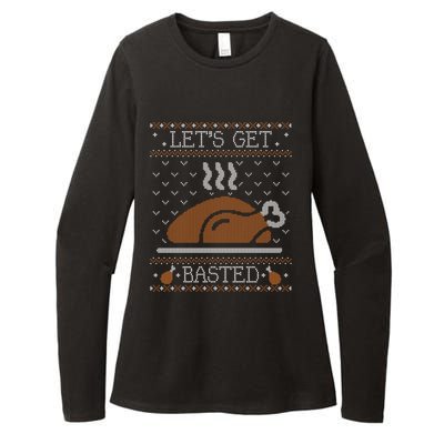 Ugly Thanksgiving Sweater Funny Lets Get Basted Sweatshirt Womens CVC Long Sleeve Shirt