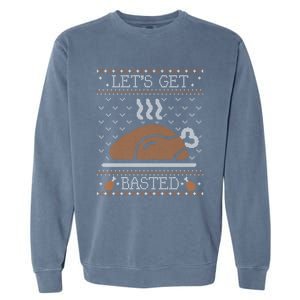 Ugly Thanksgiving Sweater Funny Lets Get Basted Sweatshirt Garment-Dyed Sweatshirt