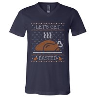 Ugly Thanksgiving Sweater Funny Lets Get Basted Sweatshirt V-Neck T-Shirt