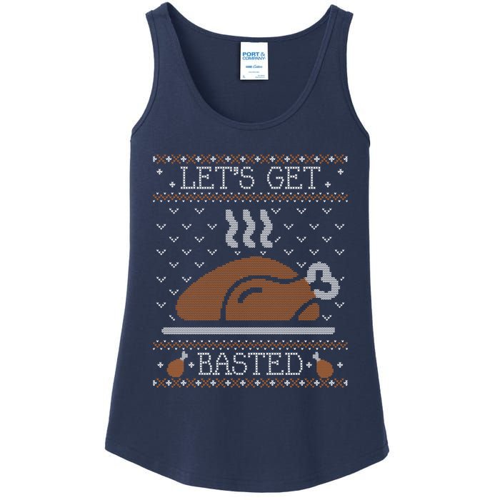 Ugly Thanksgiving Sweater Funny Lets Get Basted Sweatshirt Ladies Essential Tank