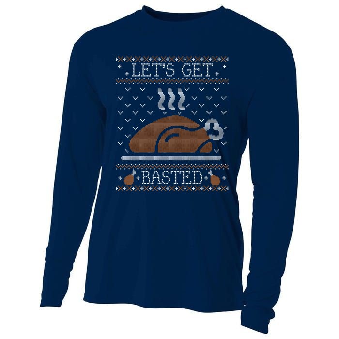 Ugly Thanksgiving Sweater Funny Lets Get Basted Sweatshirt Cooling Performance Long Sleeve Crew