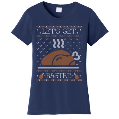 Ugly Thanksgiving Sweater Funny Lets Get Basted Sweatshirt Women's T-Shirt