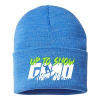 Up To Snow Good Winter Sports Snowboarding Snowboarder Cute Gift Sustainable Knit Beanie