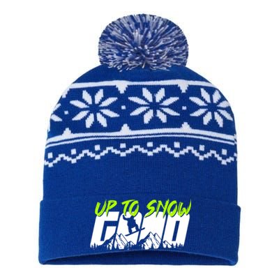 Up To Snow Good Winter Sports Snowboarding Snowboarder Cute Gift USA-Made Snowflake Beanie