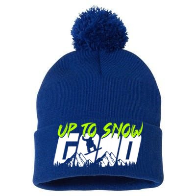 Up To Snow Good Winter Sports Snowboarding Snowboarder Cute Gift Pom Pom 12in Knit Beanie