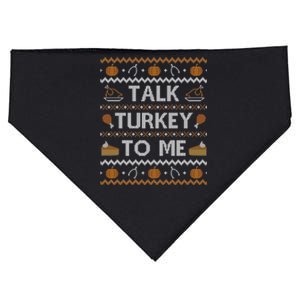 Ugly Thanksgiving Sweater Funny Talk Turkey To Me USA-Made Doggie Bandana