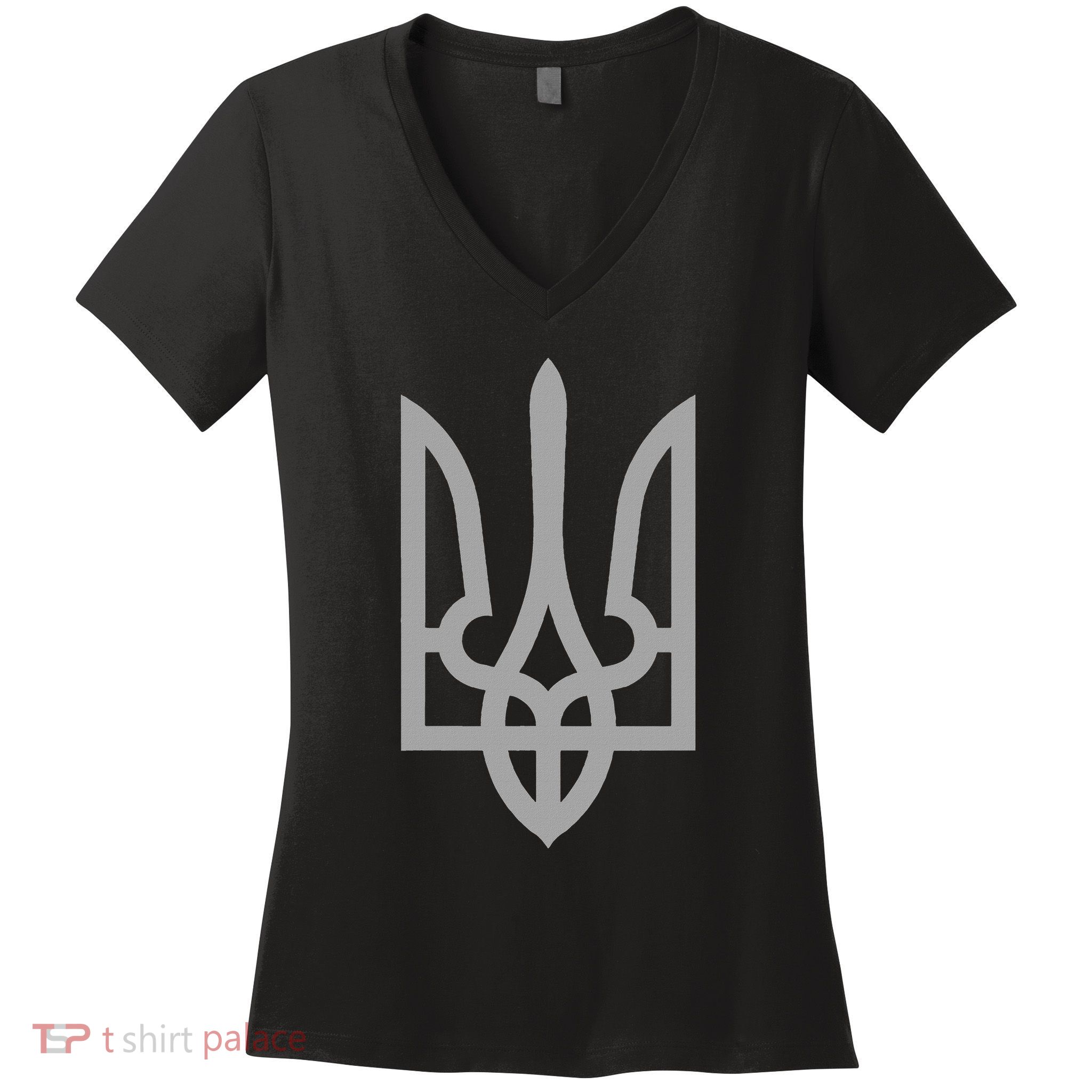 Ukraine Trident Tryzub Symbol Crest Ukrainian Logo Shield Women's V-Neck T-Shirt