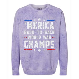 Undefeated Two Time World War Champs Patriotic Colorblast Crewneck Sweatshirt