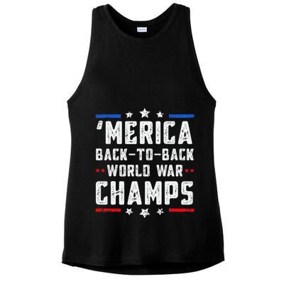 Undefeated Two Time World War Champs Patriotic Ladies PosiCharge Tri-Blend Wicking Tank