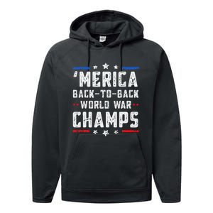 Undefeated Two Time World War Champs Patriotic Performance Fleece Hoodie