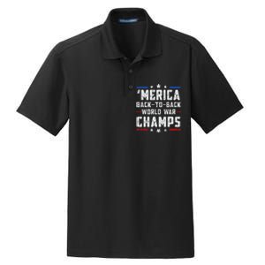 Undefeated Two Time World War Champs Patriotic Dry Zone Grid Polo