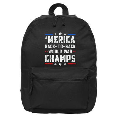 Undefeated Two Time World War Champs Patriotic 16 in Basic Backpack