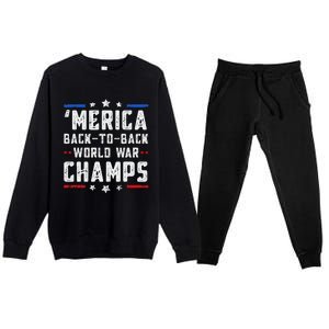 Undefeated Two Time World War Champs Patriotic Premium Crewneck Sweatsuit Set