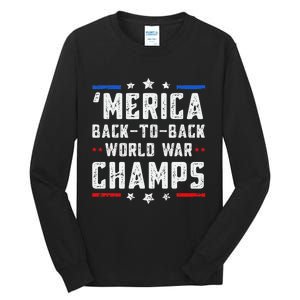 Undefeated Two Time World War Champs Patriotic Tall Long Sleeve T-Shirt