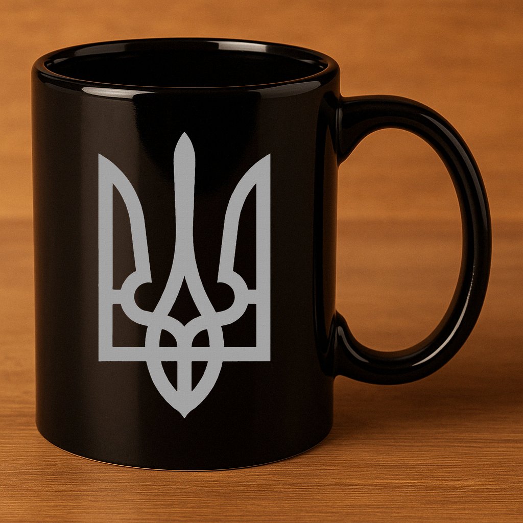 Ukraine Trident Tryzub Symbol Crest Ukrainian Logo Shield 11oz C Handle Ceramic Mug