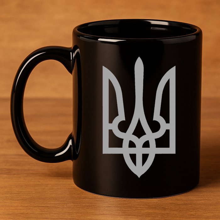 Ukraine Trident Tryzub Symbol Crest Ukrainian Logo Shield 11oz C Handle Ceramic Mug