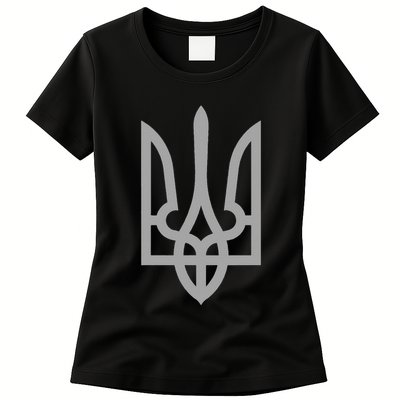 Ukraine Trident Tryzub Symbol Crest Ukrainian Logo Shield Womens T-Shirt
