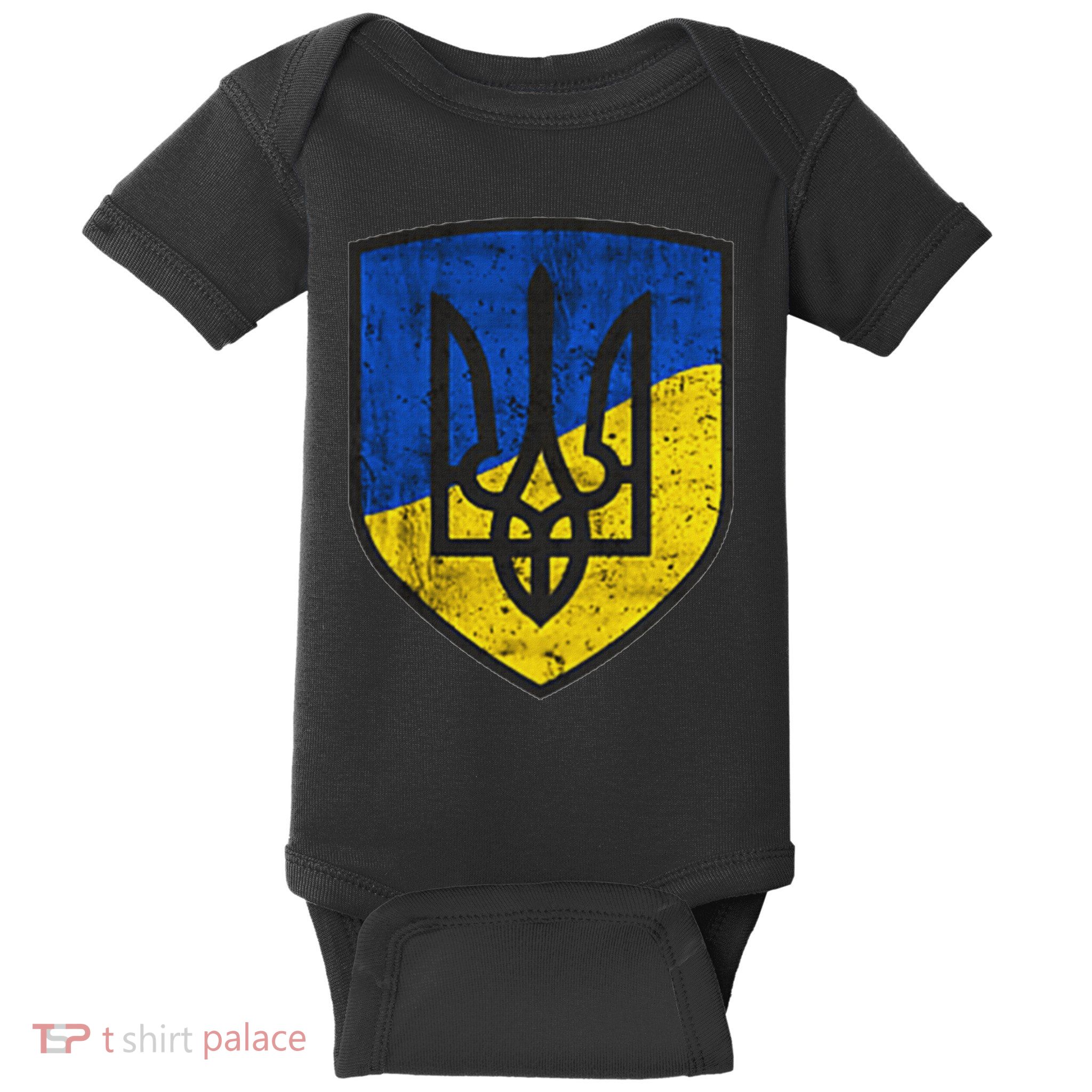 Ukraine Trident Tryzub Symbol Crest Ukrainian Logo Shield Baby Bodysuit