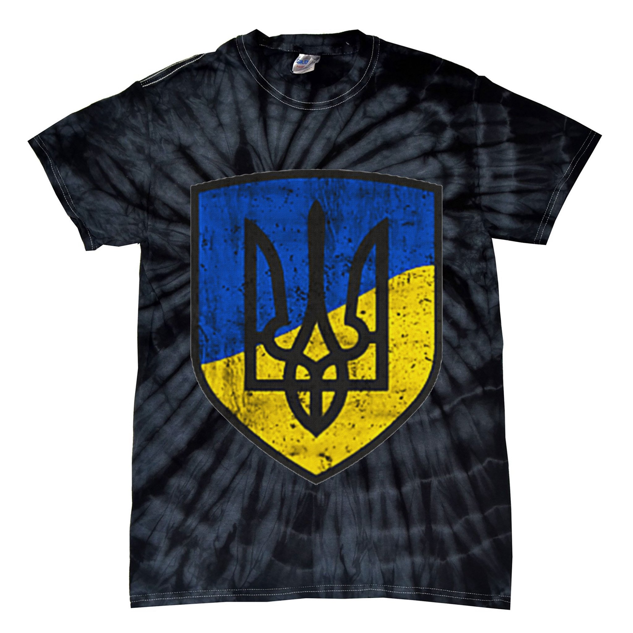 Ukraine Trident Tryzub Symbol Crest Ukrainian Logo Shield Tie-Dye T-Shirt