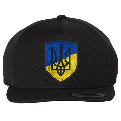 Ukraine Trident Tryzub Symbol Crest Ukrainian Logo Shield Wool Snapback Cap