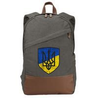 Ukraine Trident Tryzub Symbol Crest Ukrainian Logo Shield Cotton Canvas Backpack