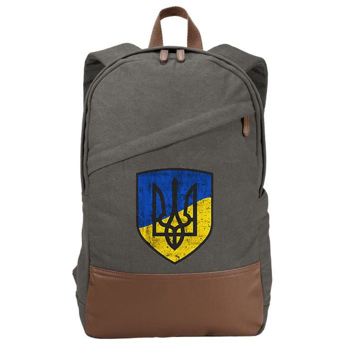 Ukraine Trident Tryzub Symbol Crest Ukrainian Logo Shield Cotton Canvas Backpack