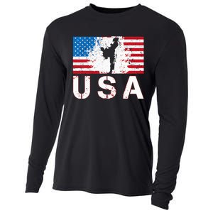 Usa Taekwondo Team American Flag Us Martial Cooling Performance Long Sleeve Crew