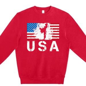 Usa Taekwondo Team American Flag Us Martial Premium Crewneck Sweatshirt