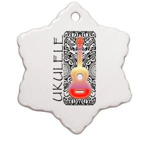 Ukulele Tattoo Tribal Pattern Hawaiian Music Ceramic Star Ornament