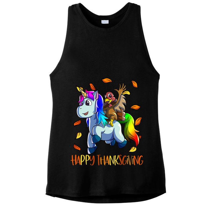Unicorn Thanksgiving  Unicorn Turkey Ladies PosiCharge Tri-Blend Wicking Tank