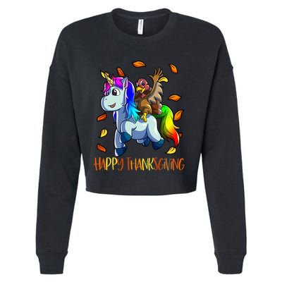 Unicorn Thanksgiving  Unicorn Turkey Cropped Pullover Crew